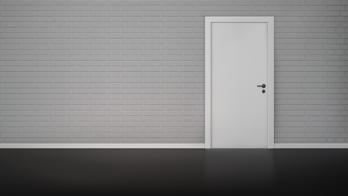 A imagem mostra um exemplo de um porta que usa caixilhos.