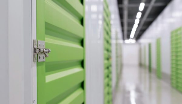 porta de alumínio verde fechada com fechadura de alumínio
